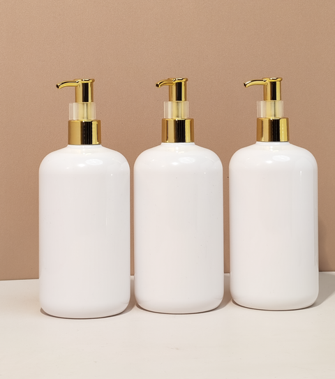 500Ml Short Pet Bottle With All Gold Lotion Pump