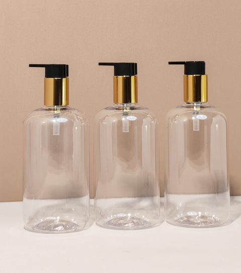 500Ml Short Pet Bottle With New Gold Black Lotion Pump