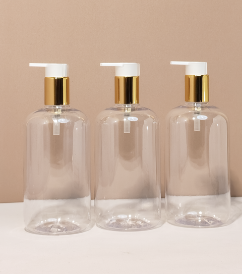 500Ml Short Pet Bottle With New Gold White Lotion Pump