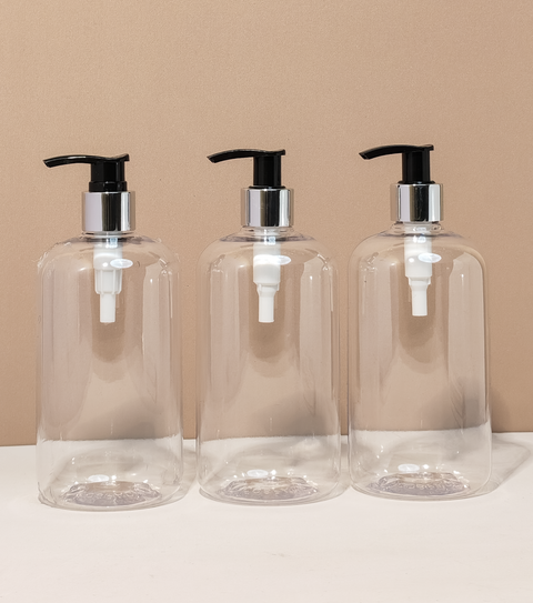 500Ml Short Pet Bottle With Silver Black Lotion Pump