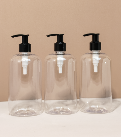 500Ml Short Pet Bottle With Old Black Lotion Pump