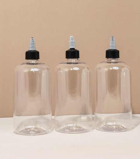 500Ml Short Pet Bottle With Black Applicator With Clear Top