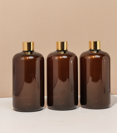 500Ml Short Pet Bottle With Gold Shinny Screw Caps