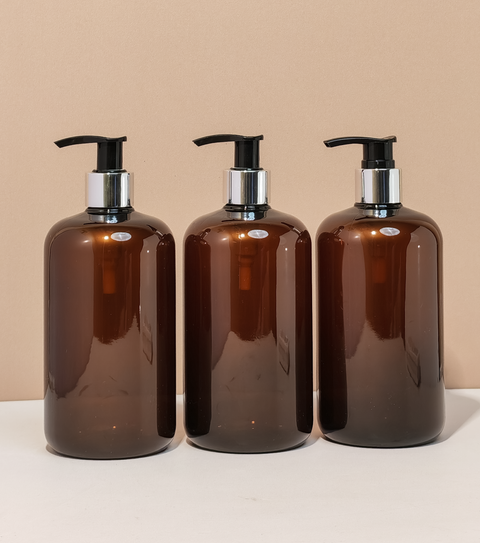 500Ml Short Pet Bottle With Silver Black Lotion Pump
