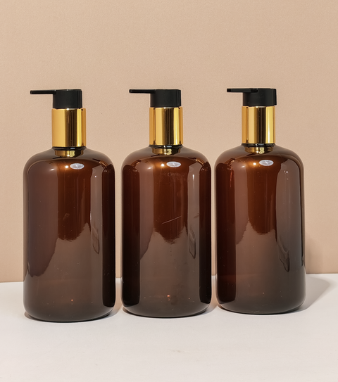 500Ml Short Pet Bottle With New Gold Black Lotion Pump