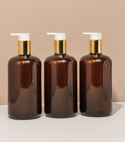 500Ml Short Pet Bottle With New Gold White Lotion Pump