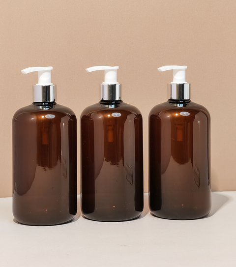 500Ml Short Pet Bottle With Silver White Lotion Pump