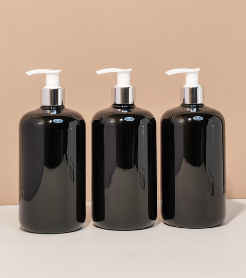500Ml Short Pet Bottle With Silver White Lotion Pump