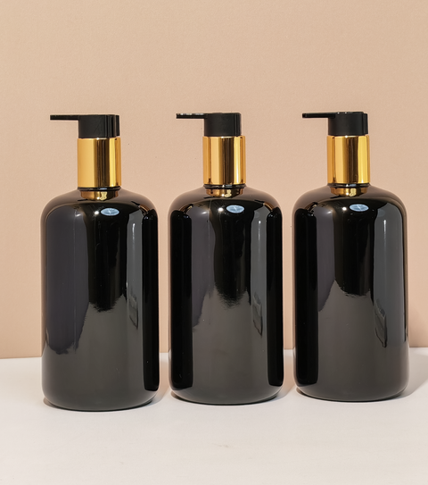 500Ml Short Pet Bottle With New Gold Black Lotion Pump