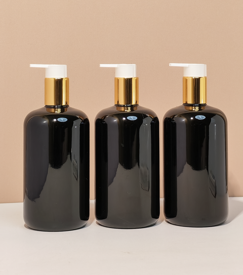 500Ml Short Pet Bottle With New Gold White Lotion Pump