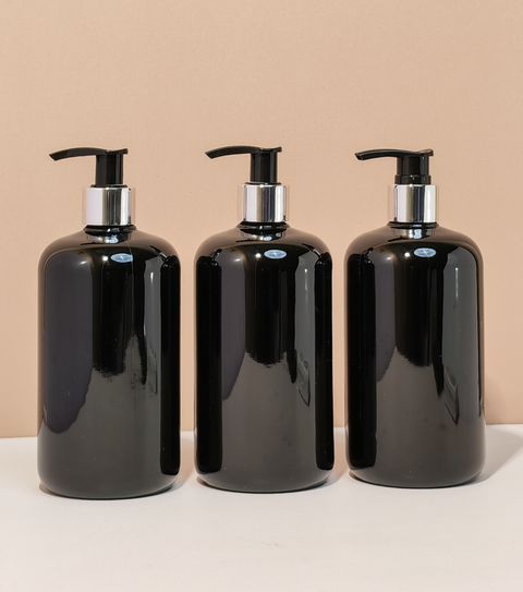 500Ml Short Pet Bottle With Silver Black Lotion Pump