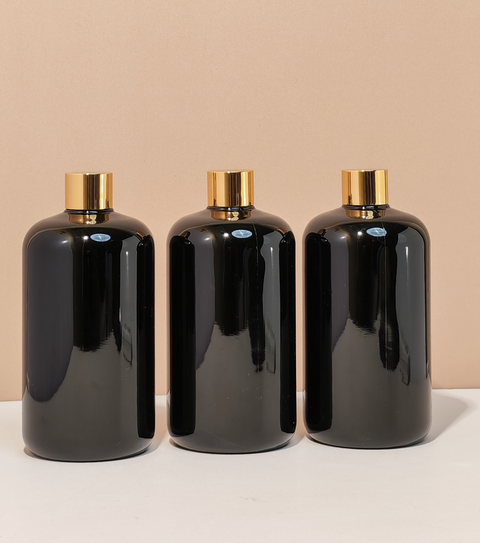 500Ml Short Pet Bottle With Gold Shinny Screw Caps