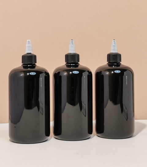 500Ml Short Pet Bottle With Black Applicator With Clear Top