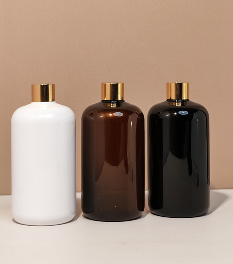 500Ml Short Pet Bottle With Gold Shinny Screw Caps