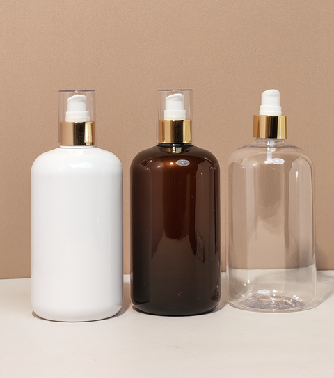 500Ml Short Pet Bottle With Gold Treatment Pump
