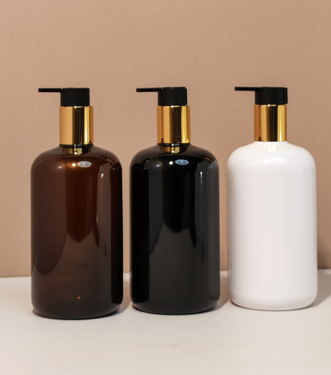 500Ml Short Pet Bottle With New Gold Black Lotion Pump