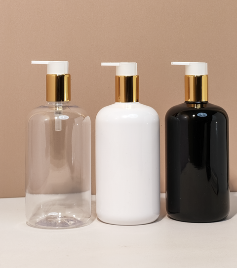 500Ml Short Pet Bottle With New Gold White Lotion Pump