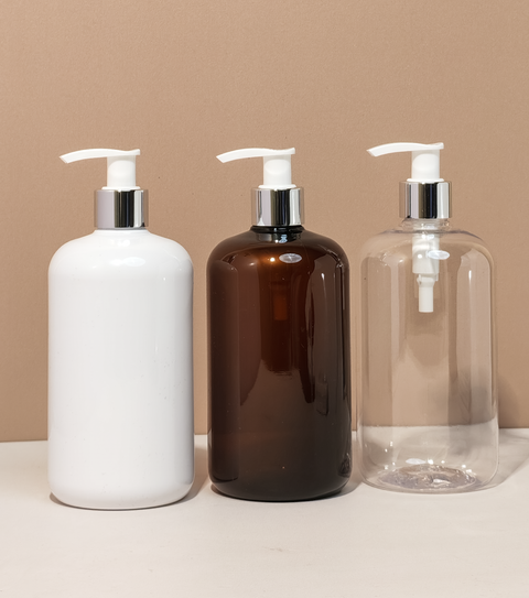 500Ml Short Pet Bottle With Silver White Lotion Pump