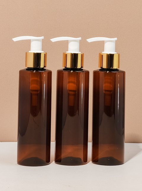 150Ml Pet Bottle With Old Gold White Lotion Pump