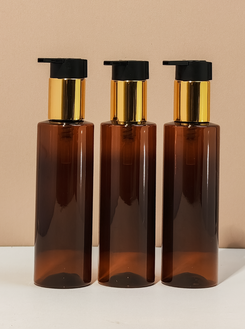 150Ml Pet Bottle With New Gold Black Lotion Pump