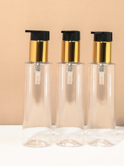 150Ml Pet Bottle With New Gold Black Lotion Pump