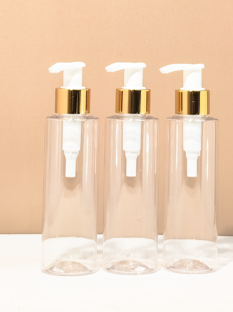 150Ml Pet Bottle With Old Gold White Lotion Pump