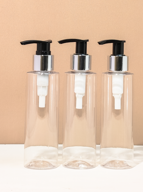 150Ml Pet Bottle With Silver Black Lotion Pump
