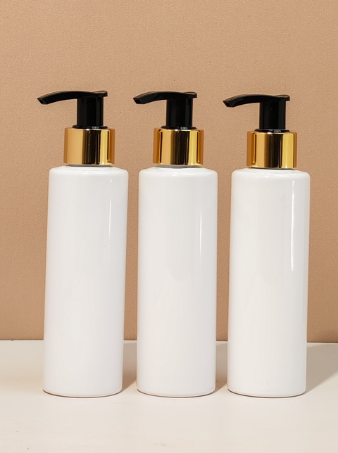 150Ml Pet Bottle With Old Gold Black Lotion Pump