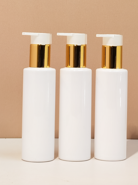 150Ml Pet Bottle With New Gold White Lotion Pump
