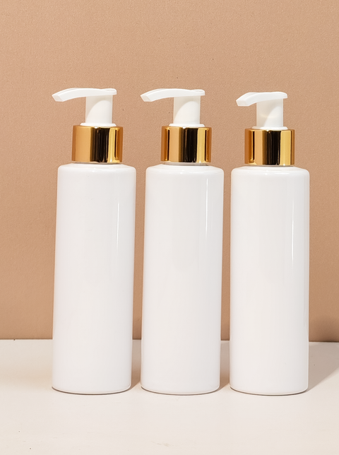 150Ml Pet Bottle With Old Gold White Lotion Pump