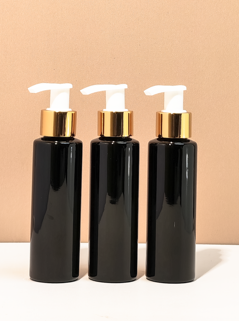 100Ml Pet Bottle With Old Gold White Lotion Pump