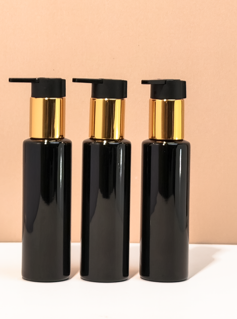 100Ml Pet Bottle With New Gold Black Lotion Pump