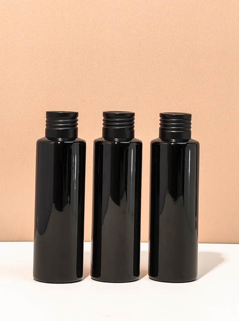 100Ml Pet Bottle With Matte Black Aluminium Screw Cap