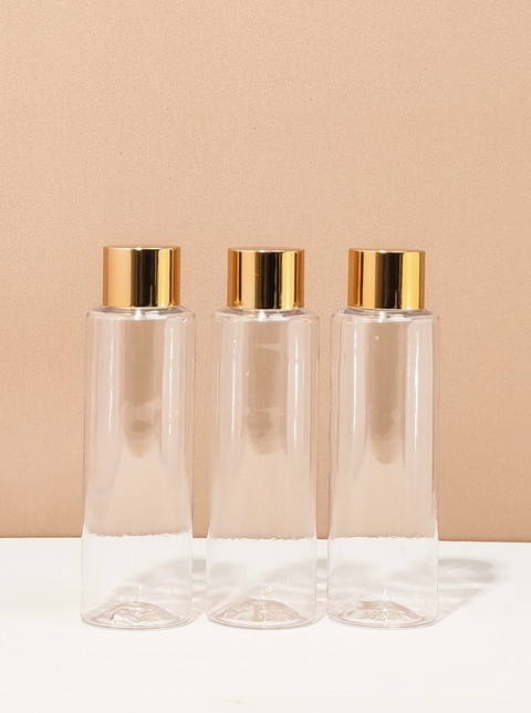 100Ml Pet Bottle With Gold Shinny Screw Caps