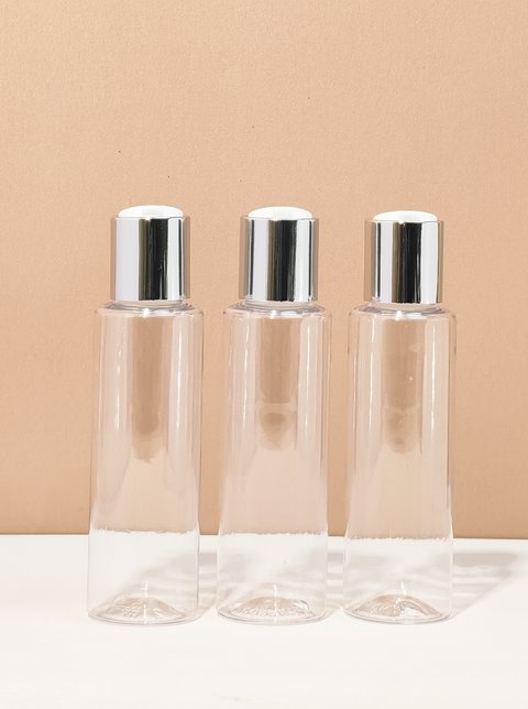 100Ml Pet Bottle With Silver Press Cap