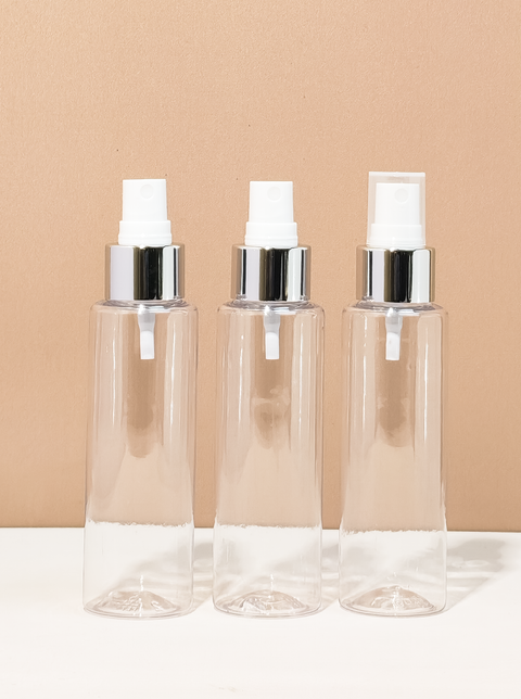 100Ml Pet Bottle With Silver Mist Spray