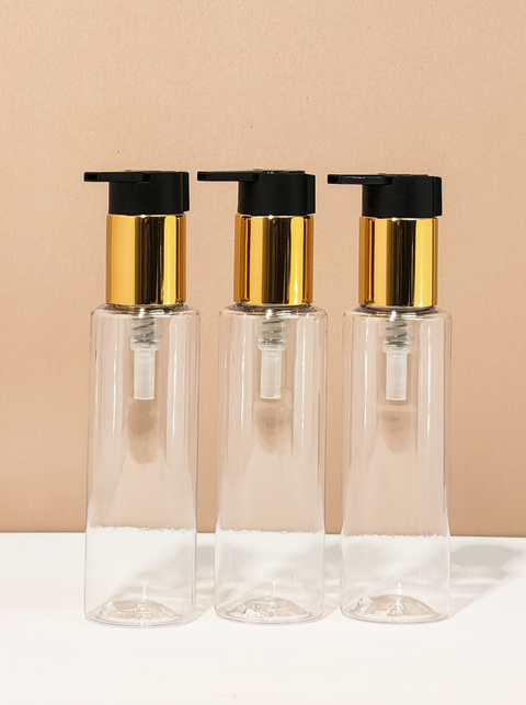 100Ml Pet Bottle With New Gold Black Lotion Pump