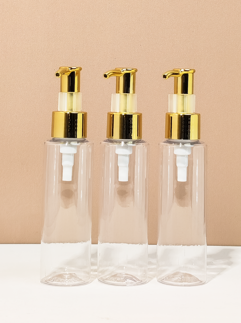 100Ml Pet Bottle With All Gold Luxury Pump