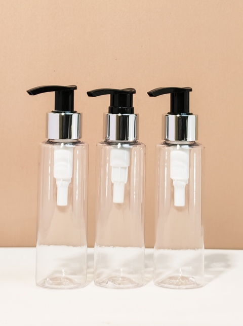 100Ml Pet Bottle With Silver Black Lotion Pump