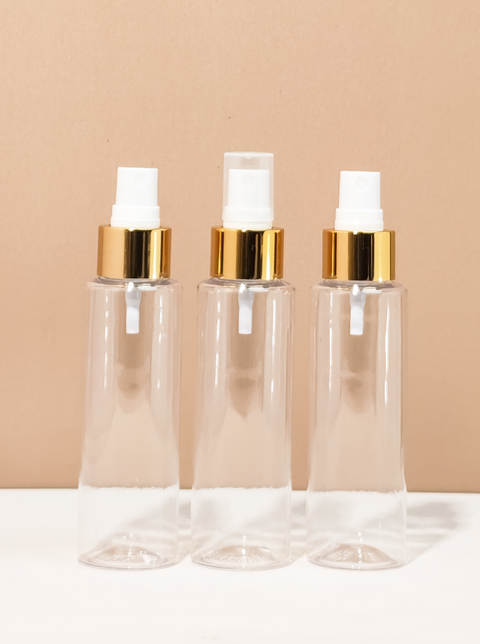 100Ml Pet Bottle With Gold Mist Spray