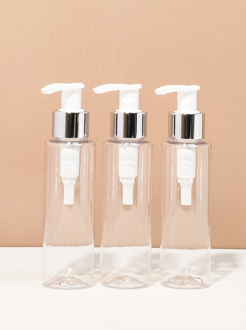 100Ml Pet Bottle With Silver White Lotion Pump