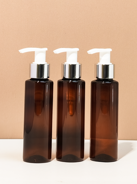 100Ml Pet Bottle With Silver White Lotion Pump