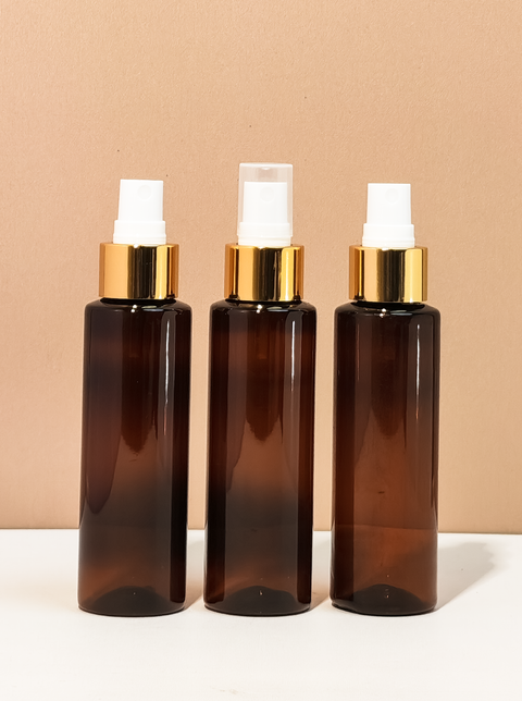100Ml Pet Bottle With Gold Mist Spray