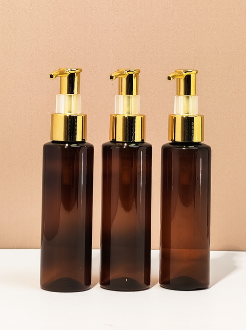 100Ml Pet Bottle With All Gold Luxury Pump