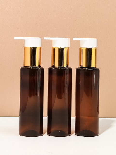 100Ml Pet Bottle With New Gold White Lotion Pump