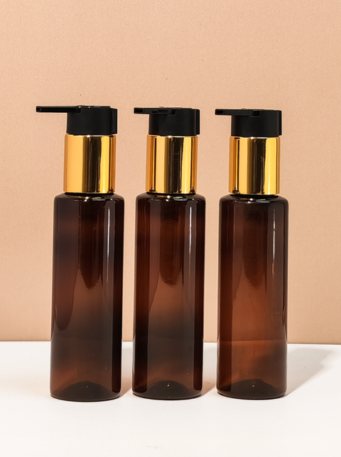 100Ml Pet Bottle With New Gold Black Lotion Pump