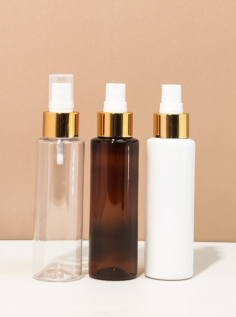 100Ml Pet Bottle With Gold Mist Spray
