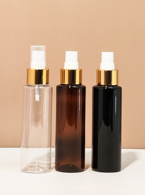 100Ml Pet Bottle With Gold Mist Spray