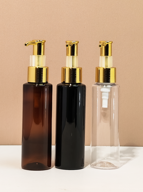100Ml Pet Bottle With All Gold Luxury Pump