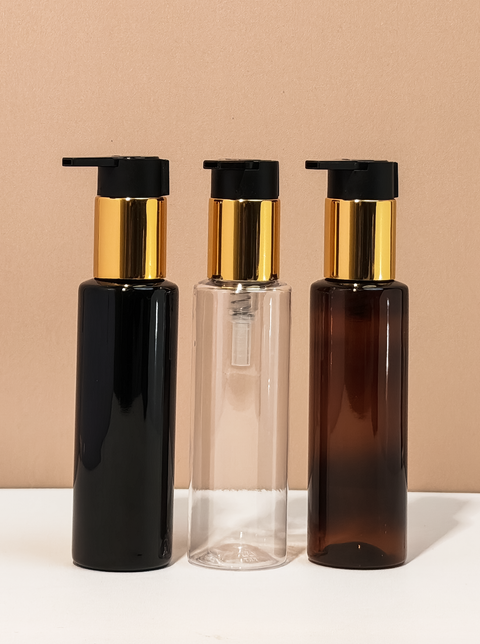 100Ml Pet Bottle With New Gold Black Lotion Pump